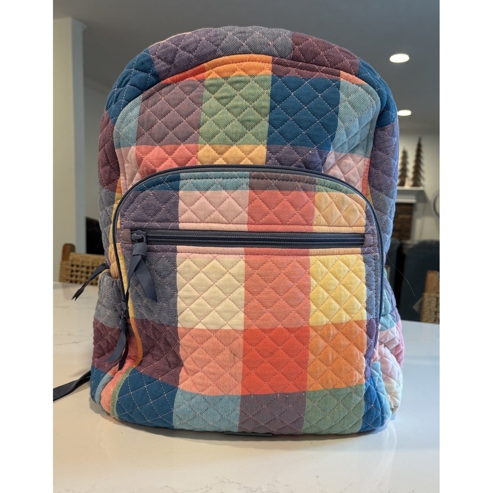 Vera Bradley Tropics Plaid Large Campus Backpack